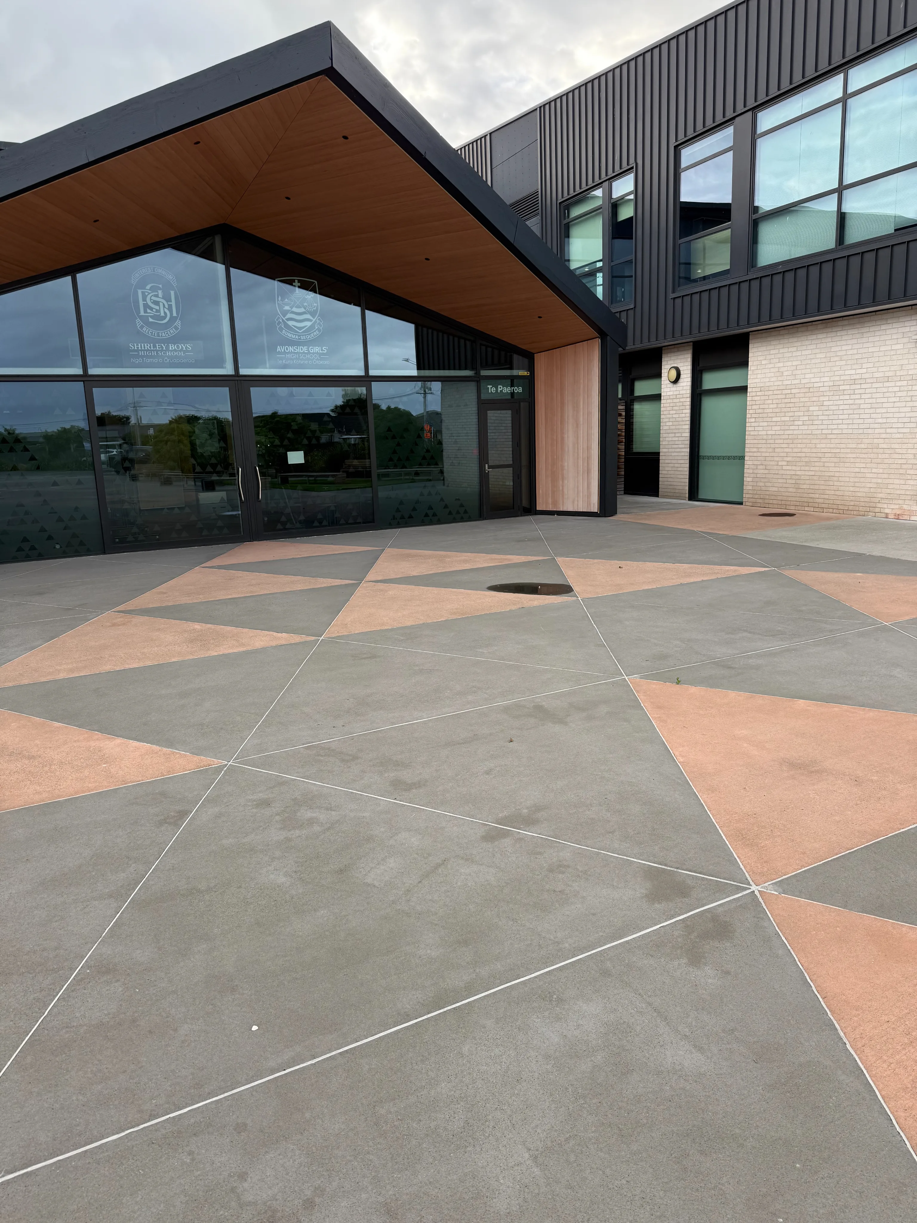 Decorative coloured concrete driveway in Christchurch